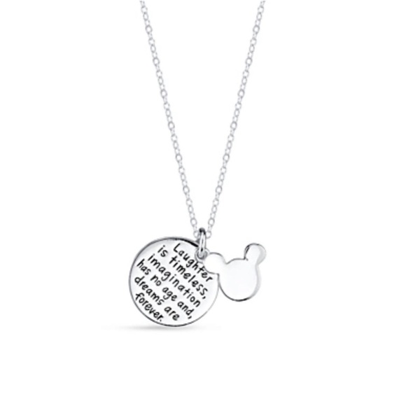 Sterling Silver Two Piece Disney® Laughter is Timeless Mickey Mouse Necklace - Picture 1 of 8